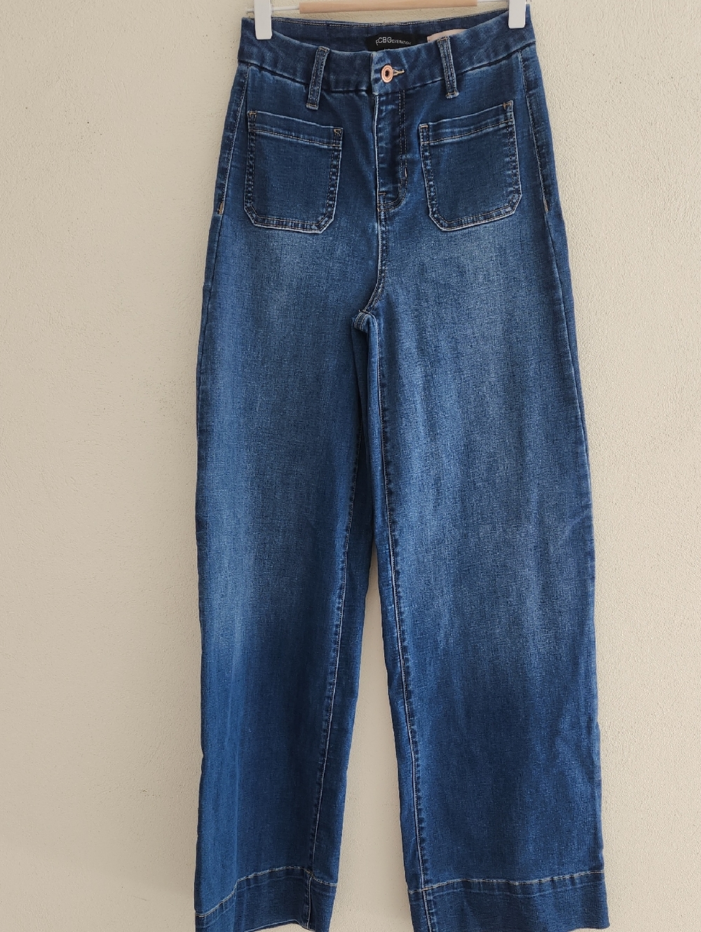 BCBGeneration Light Blue High-Rise Wide Leg Jeans